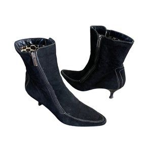 Aquatalia by Marvin K Kitten Heel Boots Women's size 10 Black Made in Italy